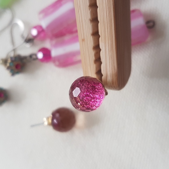 Set of 6 Pink & Green Earring Bundle (pierced ears) - Picture 6 of 14